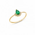14K Solid Gold Green Emerald Ring