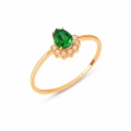 14 Ayar Altın Yeşil Zümrüt Yüzük