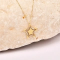 14K Gold Star Necklace, Elegant Gold Star Necklace for Women