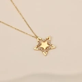 14K Gold Star Necklace, Elegant Gold Star Necklace for Women