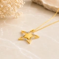 14K Solid Gold Star Necklace
