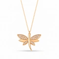 14K Solid Gold Dragonfly Luck Necklace