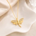 14K Solid Gold Dragonfly Luck Necklace