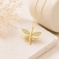 14K Solid Gold Dragonfly Luck Necklace