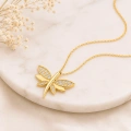 14K Solid Gold Dragonfly Luck Necklace