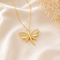 14K Solid Gold Dragonfly Luck Necklace