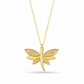 14K Solid Gold Dragonfly Luck Necklace