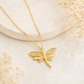 14K Solid Gold Dragonfly Luck Necklace