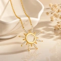 14K Solid Gold Elegant Sun Necklace