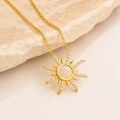 14K Solid Gold Elegant Sun Necklace