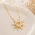 14K Solid Gold Elegant Sun Necklace