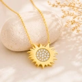 14K Solid Gold Sun Necklace