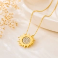 14K Solid Gold Sun Necklace