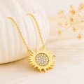 14K Solid Gold Sun Necklace