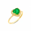 14K Gold Emerald Heart Ring, Precious Stone Rings