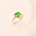 14K Gold Emerald Heart Ring, Precious Stone Rings