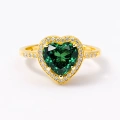 14K Gold Emerald Heart Ring, Precious Stone Rings