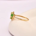 14K Gold Emerald Heart Ring, Precious Stone Rings