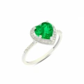 14K Gold Emerald Heart Ring, Precious Stone Rings