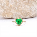 14K Gold Emerald Heart Ring, Precious Stone Rings