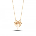 14 Ayar Altın Palmiye Kolye, Tropikal Palmiye Ağacı Altın Kolye