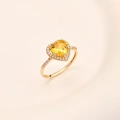 14K Gold Citrine Heart Ring, Heart-Cut Solitaire Ring, Wedding Engagement Jewelry