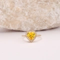 14K Gold Citrine Heart Ring, Heart-Cut Solitaire Ring, Wedding Engagement Jewelry