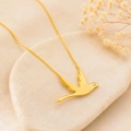 14K Solid Gold Swallow Necklace