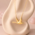 14K Solid Gold Swallow Necklace