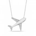14K Gold Airplane Necklace, Necklace for Travel Lovers