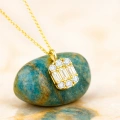 14K Gold Baguette Necklace