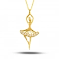 14K Gold Ballerina Necklace, Ballerina Dancer Girl, Elegant Fairy Necklace