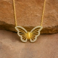 14K Gold Butterfly Necklace, Gold Minimalist Luck Necklace, Elegant Wings Necklace