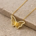 14K Gold Butterfly Necklace, Gold Minimalist Luck Necklace, Elegant Wings Necklace
