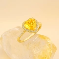 14K Gold Citrine Heart Ring, Heart-Cut Solitaire Ring, Wedding Engagement Jewelry