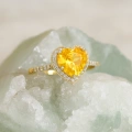 14K Gold Citrine Heart Ring, Heart-Cut Solitaire Ring, Wedding Engagement Jewelry