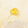 14K Gold Citrine Heart Ring, Heart-Cut Solitaire Ring, Wedding Engagement Jewelry