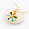 14K Gold Colored Daisy Necklace, Rainbow Flower Necklace, Spring Necklace