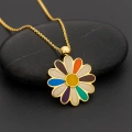 14K Gold Colored Daisy Necklace, Rainbow Flower Necklace, Spring Necklace