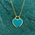 14K Gold Colored Enamel Heart Necklace, Heart Key Jewelry, Rainbow Necklace