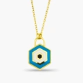14K Gold Evil Eye Lock Necklace, Elegant Blue Eye Necklace