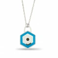 14K Gold Evil Eye Lock Necklace, Elegant Blue Eye Necklace