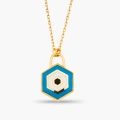 14K Gold Evil Eye Lock Necklace, Elegant Blue Eye Necklace