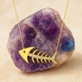 14K Gold Fish Necklace, Elegant Gold Necklace, Minimalist Fishbone Necklace