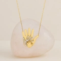 14K Gold Hand Necklace, Newborn Jewelry, Handprint Necklace, Baby Necklace for Mom