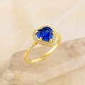 14K Gold Heart Cut Sapphire Ring, Sapphire Engagement Ring, Anniversary Engagement Ring