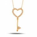 14K Gold Heart Key Necklace, Gold Lock Jewelry, Key to My Heart Necklace, Gift for Girlfriend