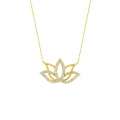 14K Gold Lotus Flower Necklace