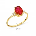 14K Gold Oval-Cut Ruby Ring, Unique Precious Stone Engagement Ring