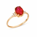 14K Gold Oval-Cut Ruby Ring, Unique Precious Stone Engagement Ring
